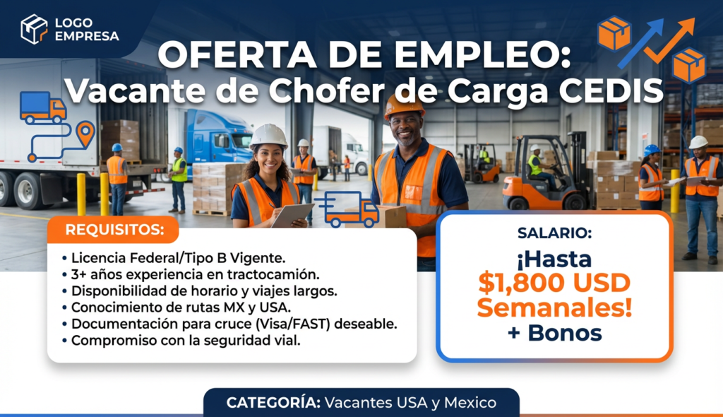 Vacante de Chofer de Carga CEDIS